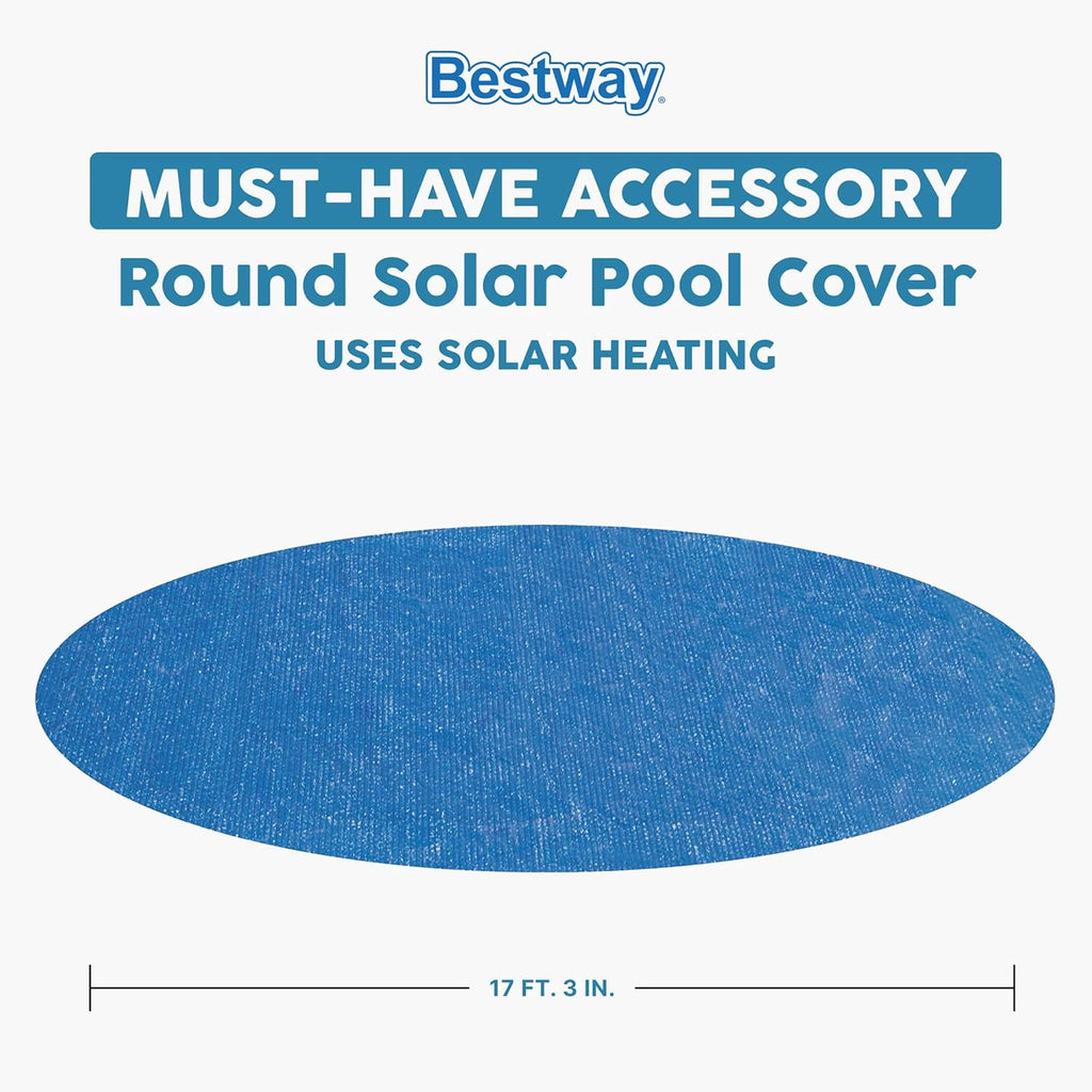 Round Solar Pool Cover for 18' Above Ground Pool - Frame and Steel Wall Models, Solar Heating Protector with Outdoor