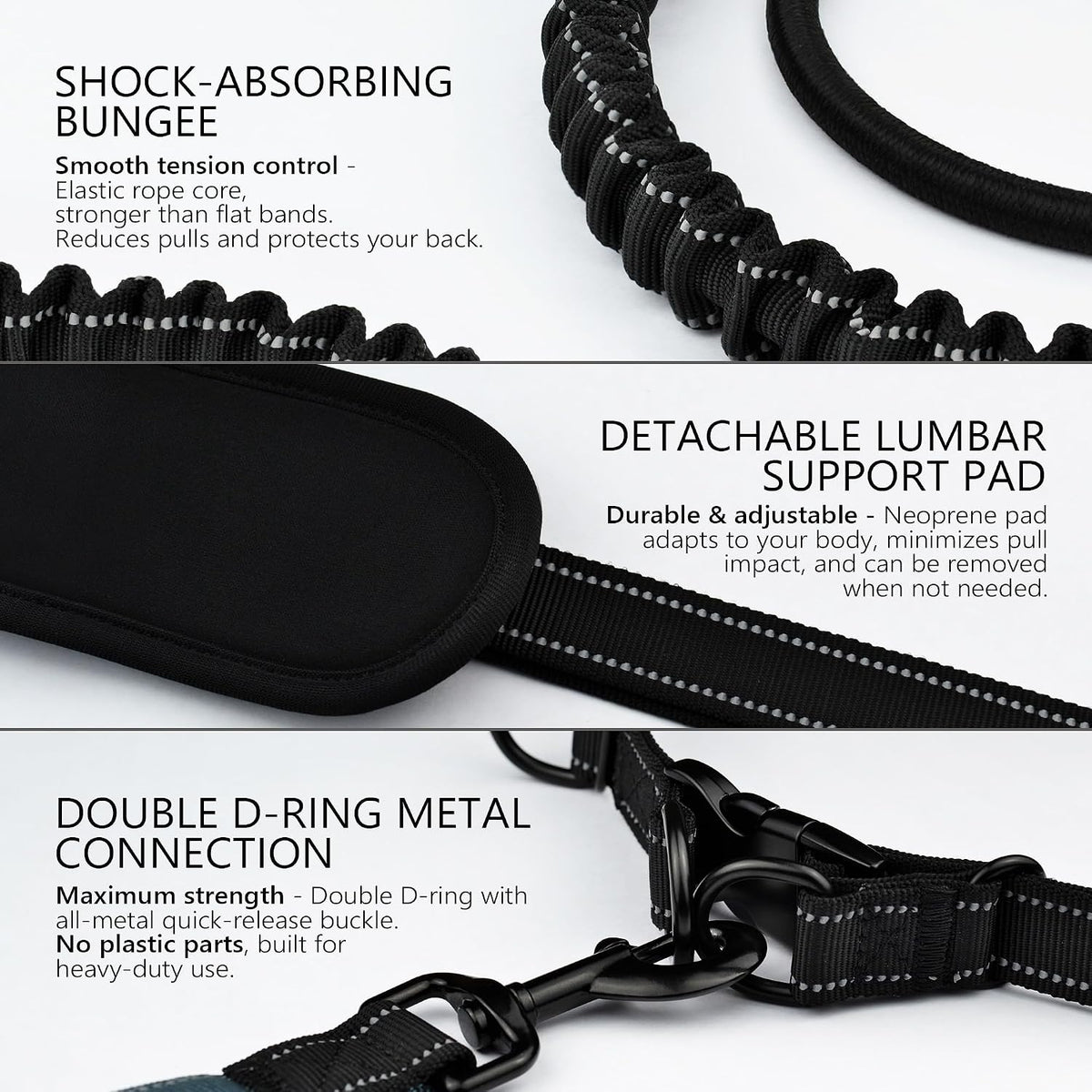 Waist Leash for Dog Walking, Waist Dog Leash for Running, Hands Free with Metal Quick-Release Buckle, Rope Bungee