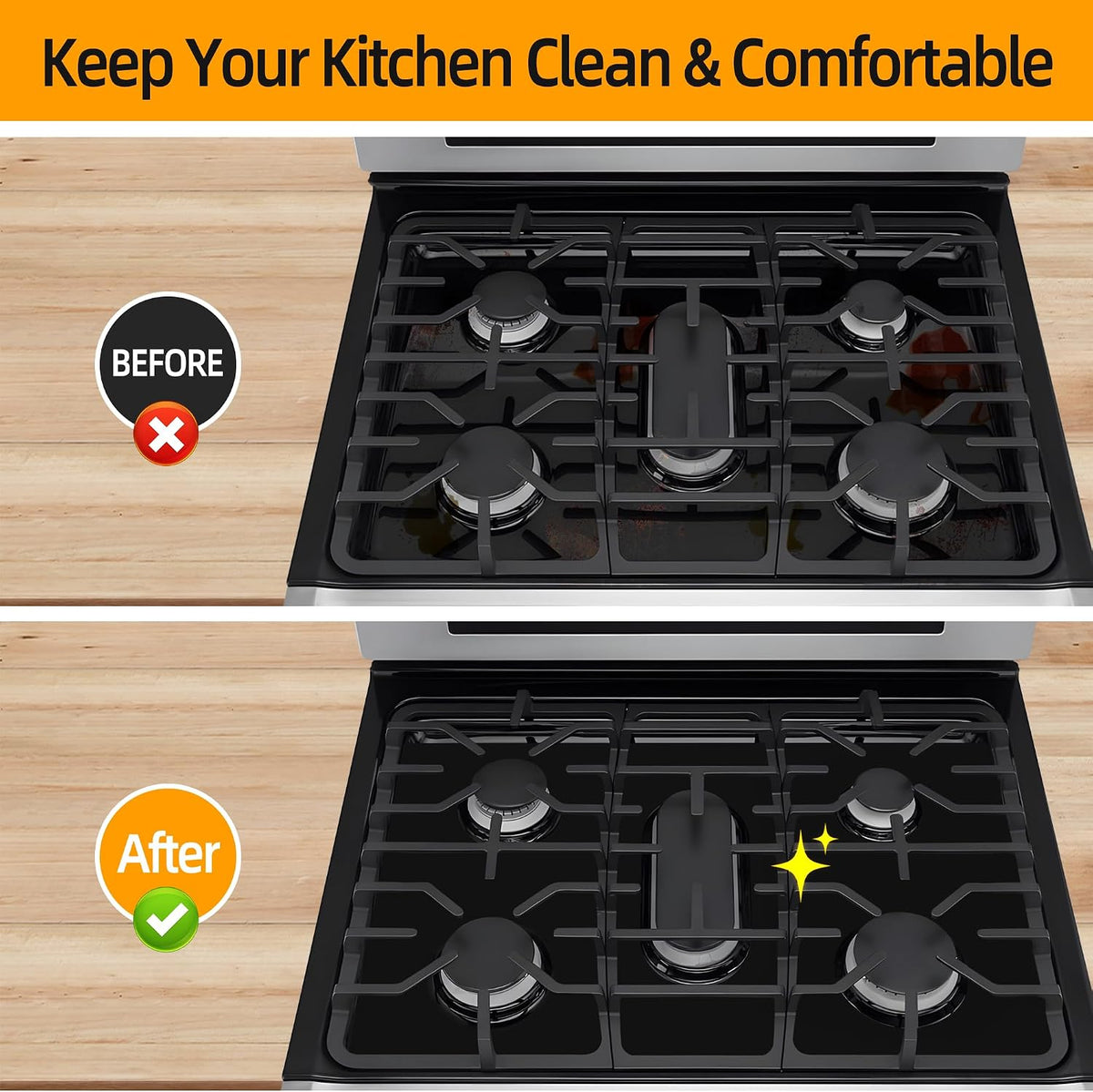 Reusable Stove Burner Top Cover for LG Gas Range, Model LGLDG4315 LRG4115 LRG4113 LDG4313, Non-Stick Washable Stove Top Cover Mat Protector, Gap Filler for Range Side Guard