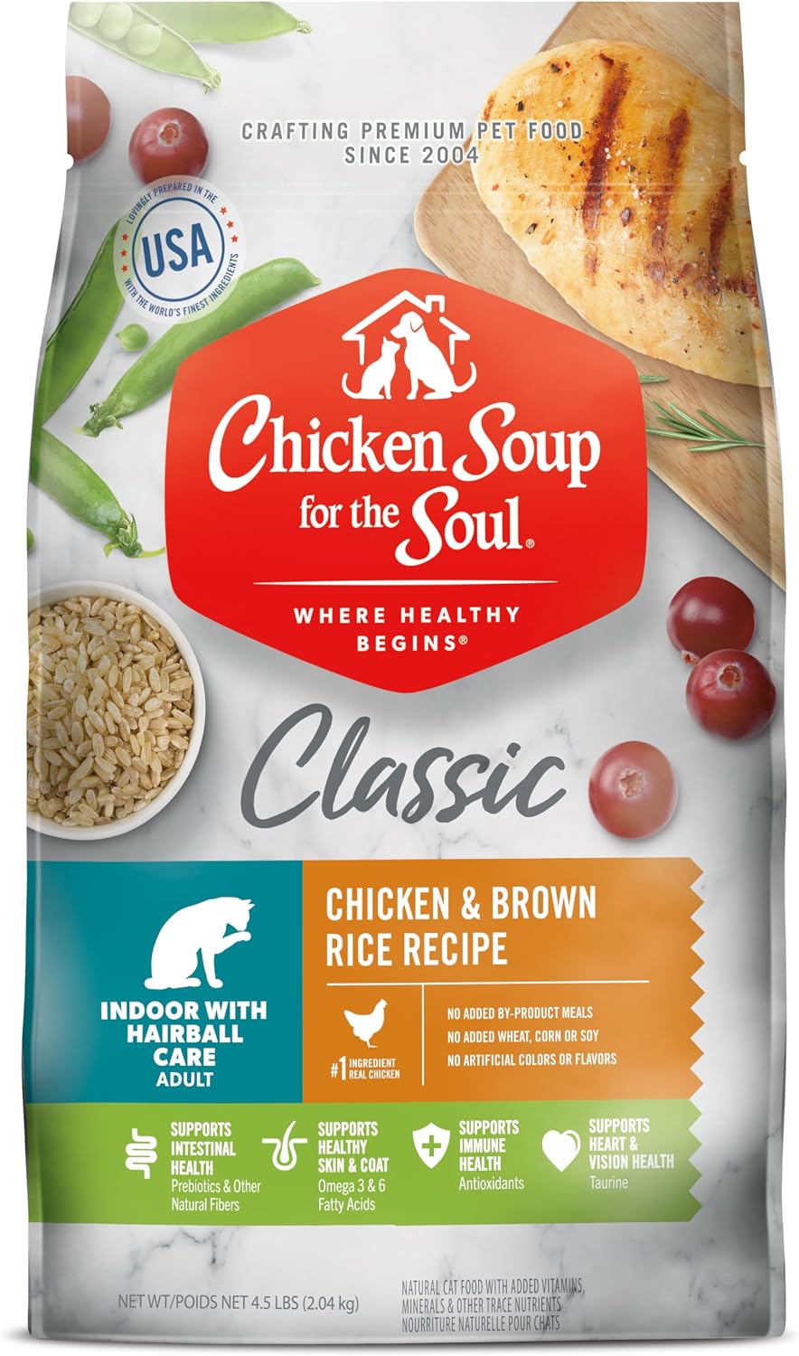 Natural Premium Indoor w/Hairball Care Adult Dry Cat Food, Real Meat First Ingredient, No By-Products, Supports