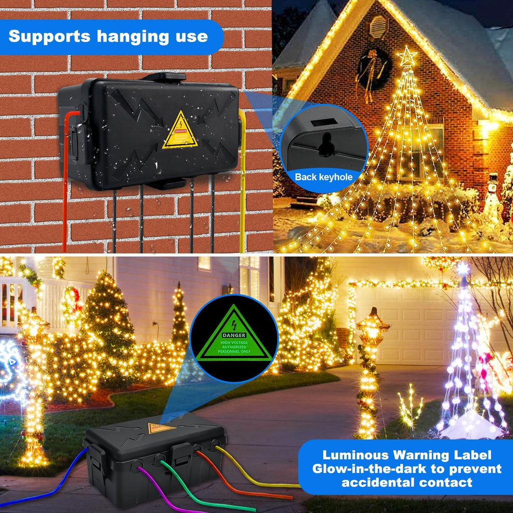 Medium Outdoor Electrical Box(10.6x5.5x4.5inch),Weatherproof Connection Box w/6 Cable Entry,IP54 Waterproof Extension