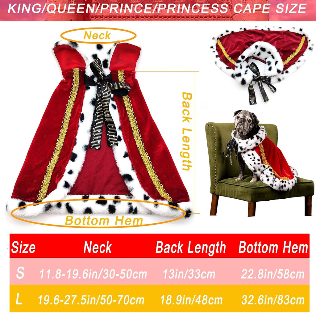 Pet Cloak King Dog Cape Robe Cute Halloween Christmas Cat Costume Queen Clothes Lux Fur Royal Cape Prince Princess
