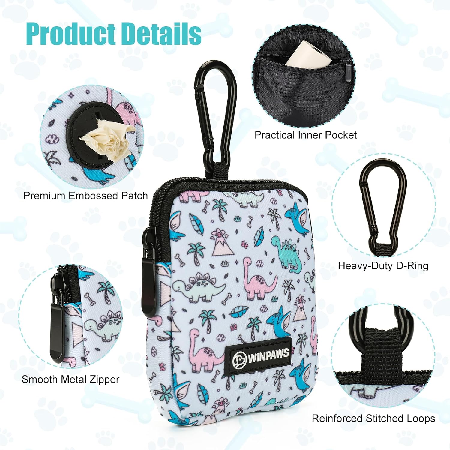 Dog Treat Pouch with Training Clicker,Waterproof Nylon Fabric Poop Bag Holders for Leashes,Hands Free Small Dog