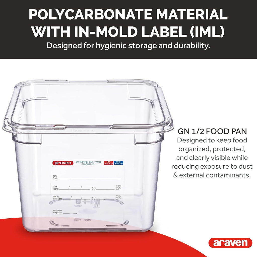1/2 Size Food Pan, 8" Deep Polycarbonate