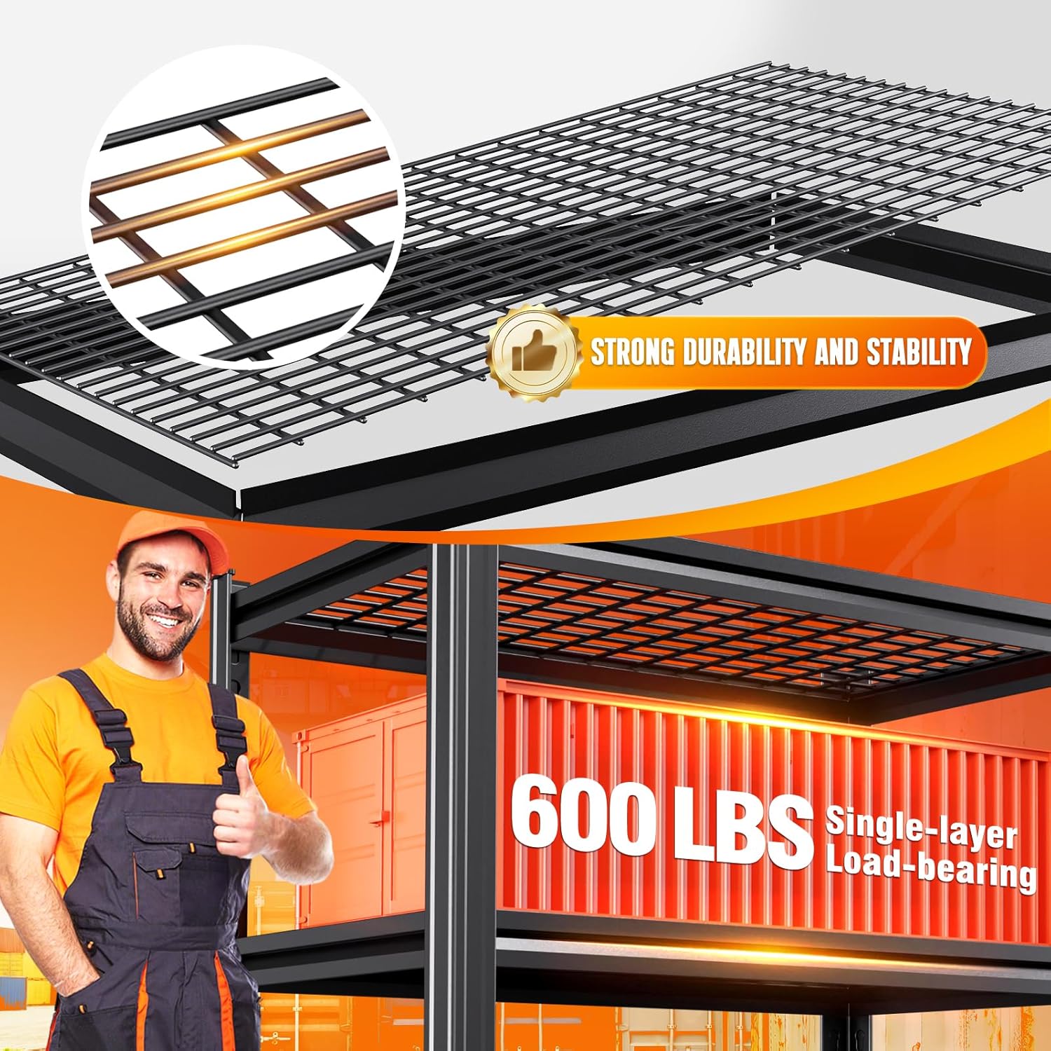 Storage Shelves, 2500lbs Garage Shelving,Adjustable Heavy Duty Shelving Unit,5T Tall Garage Shelves，Metal Standing