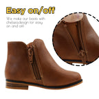 Girls Boots Ankle Boots for Girls Side Zipper Short Suede Booties Fashion Boots for Toddler/Little/Big Kids Brown US 13
