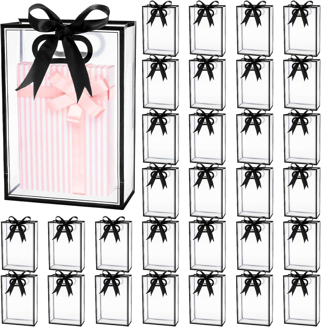 Clear Plastic Gift Bags with Handles, 7.1x3.1x10.2 Inch, 30 Pack