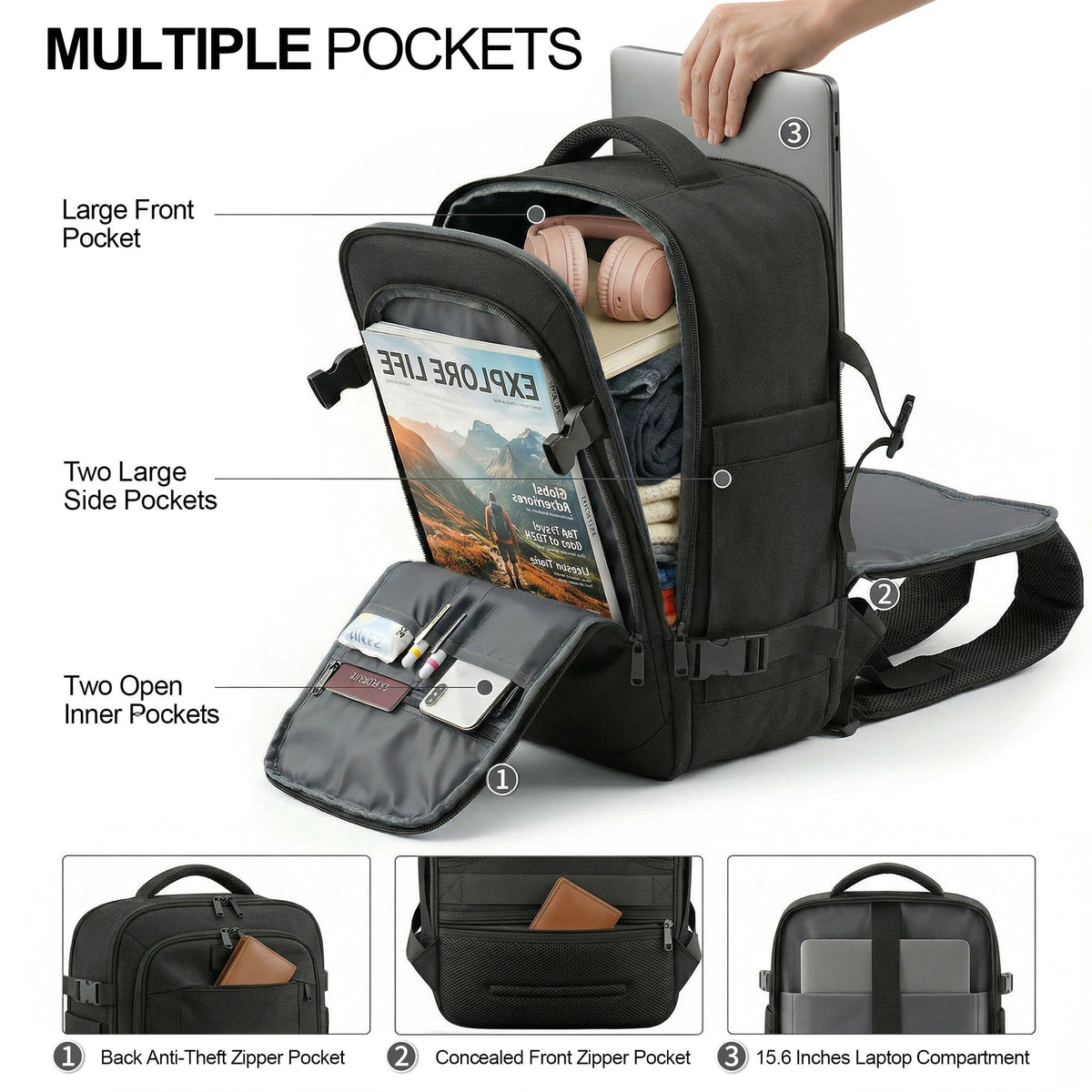 Carry On Travel Backpack, Flight-Approved 15.6 Laptop Backpack