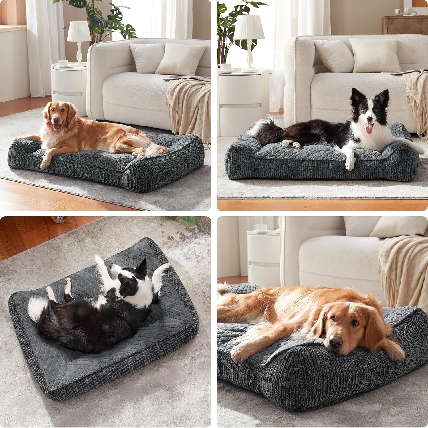 XL Orthopedic Dog Bed for Large Dogs Up to 80lbs - Extra Thick Foam Pet Bed Sofa with Bolster Sides, Large Sized Dog