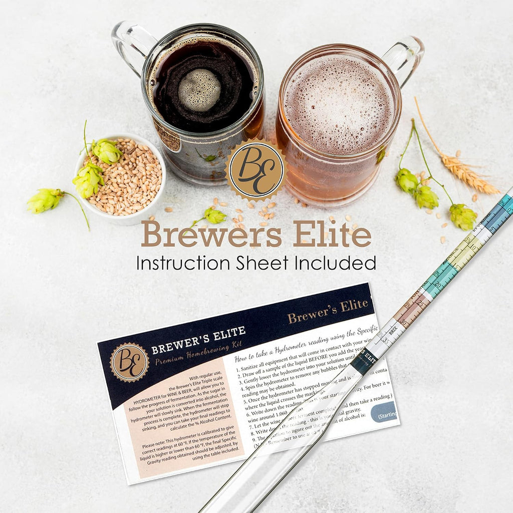 Hydrometer - for Home Brew Beer, Wine, Mead and Kombucha - Deluxe Triple Scale Set, Hardcase and Cloth - Specific