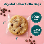 4x6 Clear Cookie Bags With Seal (1000 Pack) - Self Sealing Cellophane Bags