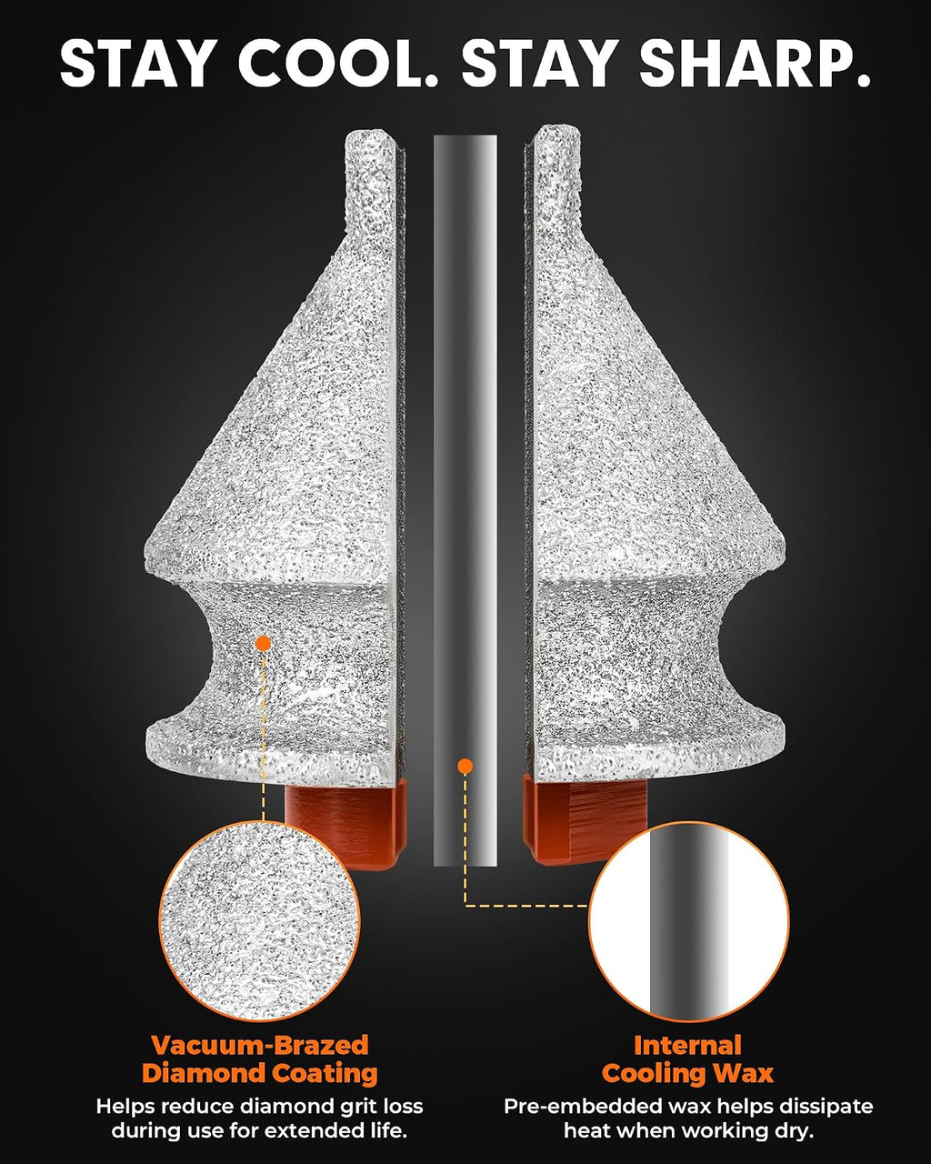 4-in-1 Diamond Beveling Chamfer Bit, Diamond Chamfering Bit for Grinder