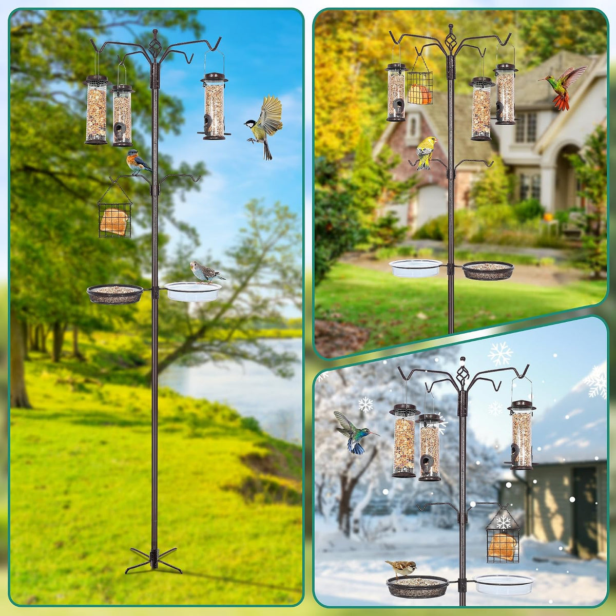 Bird Feeding Station Kit, 94 Inch Bird Feeder Pole for Outdoors