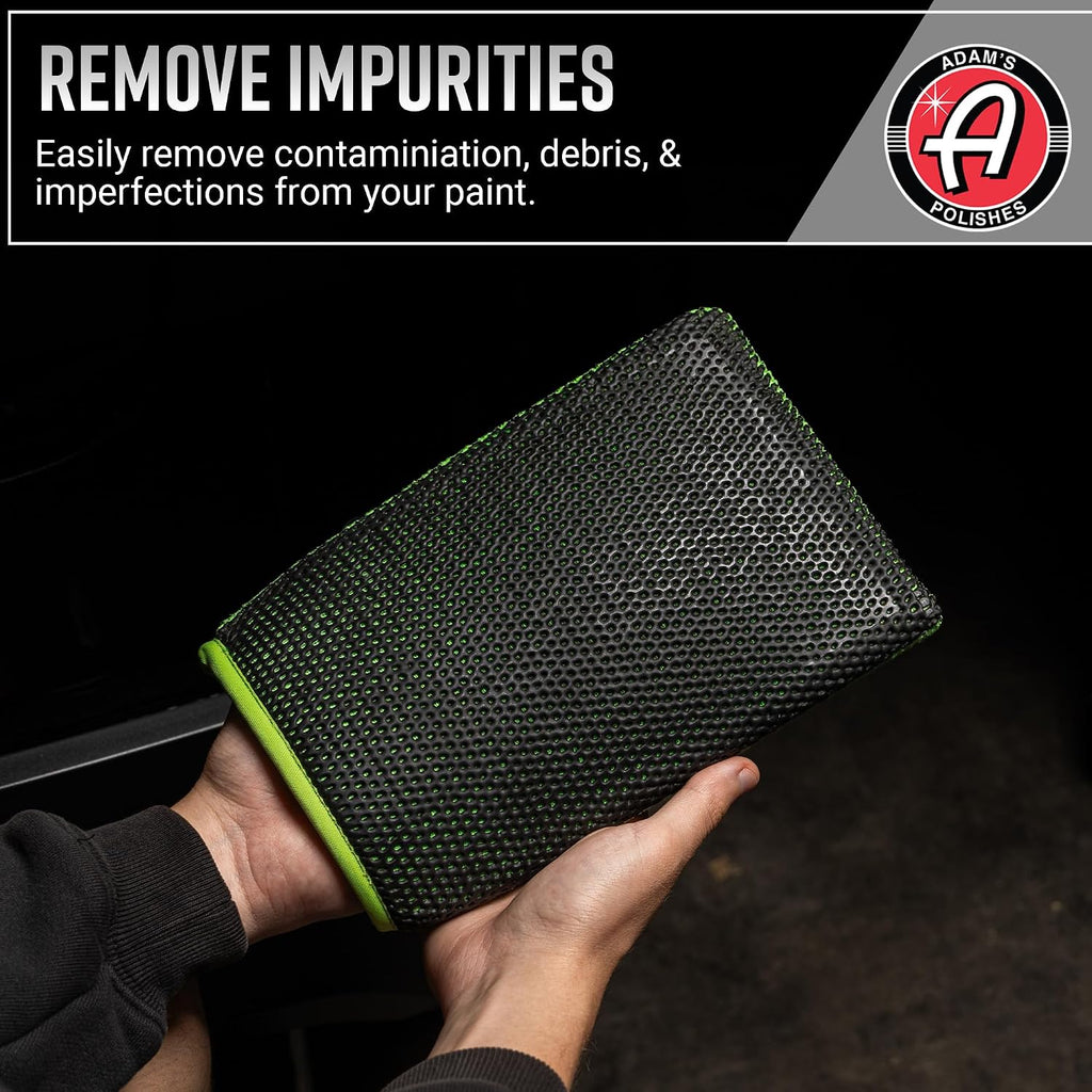 Adam's Clay Mitt (Green, 2pk) - Car Detailing Medium Grade Clay Mitt Glove Quickly Removes Debris from Your Vehicle