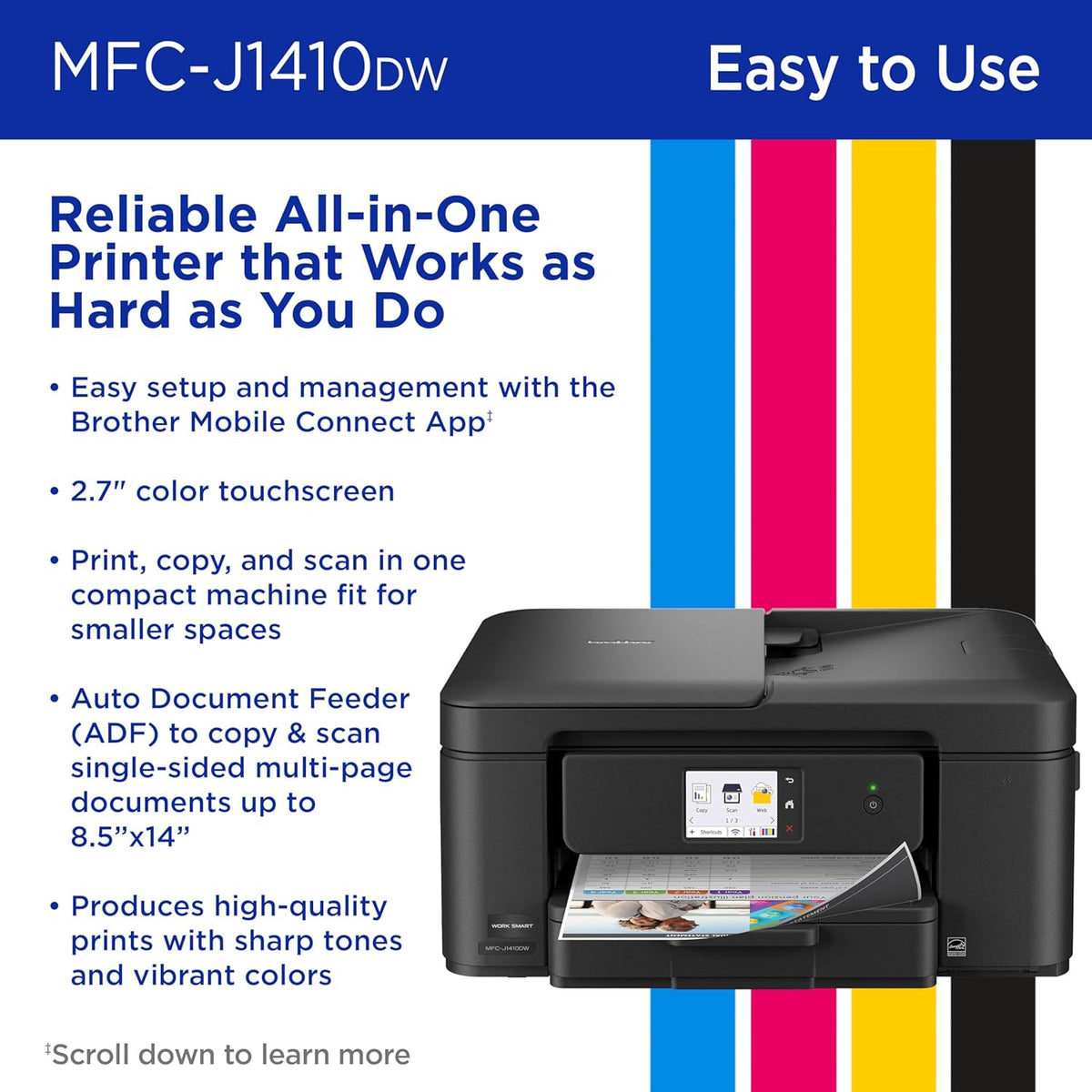 Work Smart 1410 Wireless Color Inkjet All-in-One Printer with 2.7” Touchscreen and Automatic Duplex Printing |