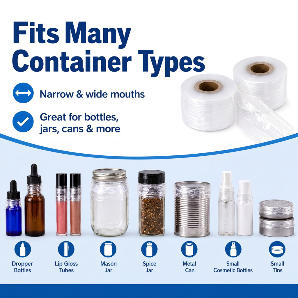3 Rolls Mini Stretch Wrap for Bottles Jars Seals, 2in x 3150ft