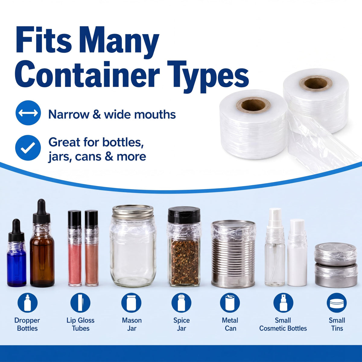 3 Rolls Mini Stretch Wrap for Bottles Jars Seals, 2in x 3150ft