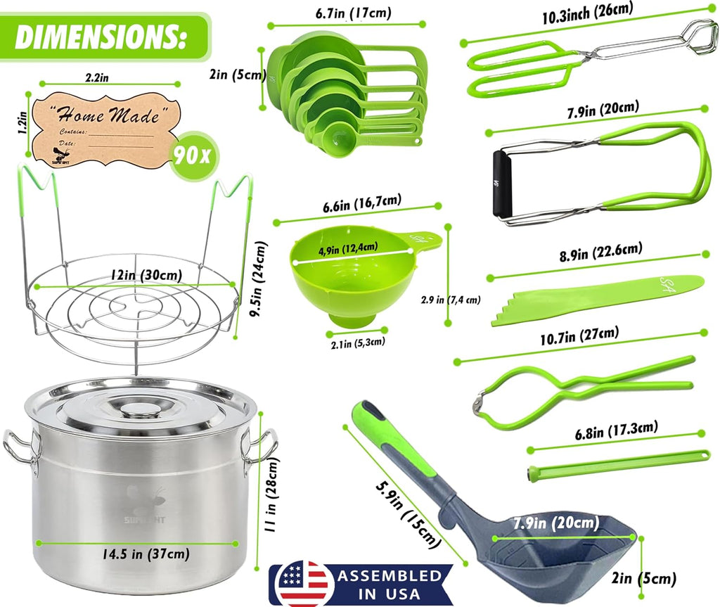 Food-Grade 24 Qt Stainless Steel Canning Pot with Rack and Lid, Large Water Bath Canner, Full Home Canning Supplies