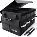 Car Trunk Organizer - Foldable Trunk Organizer for SUV, Car Storage with Reflective Strips & Securing Cover, Large