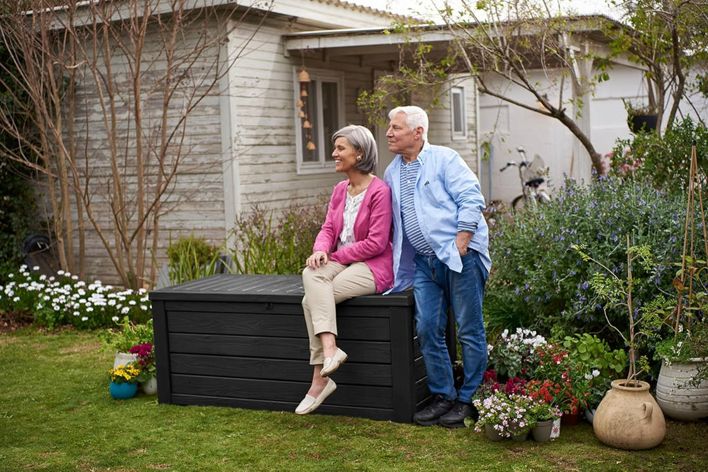 Westwood 150 Gal Outdoor Storage Box for Patio and Pool Accessories | Grey, Resin, Large, Weatherproof, Lockable