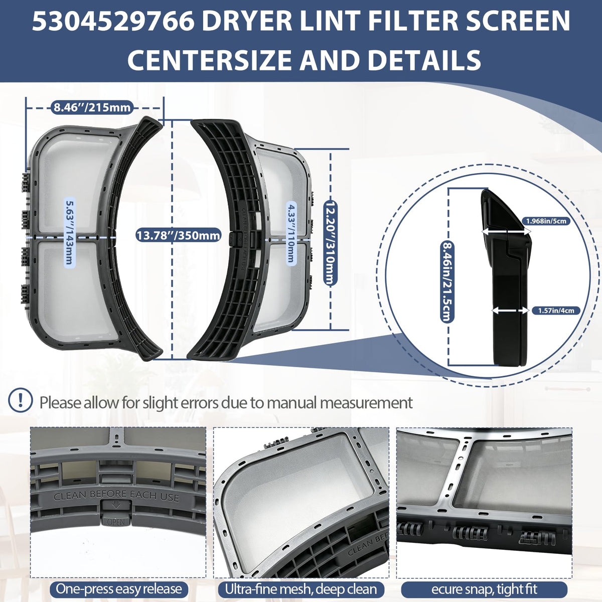 5304529766 Lint Filter Assembly Compatible with electrolux ELFE7637AT0