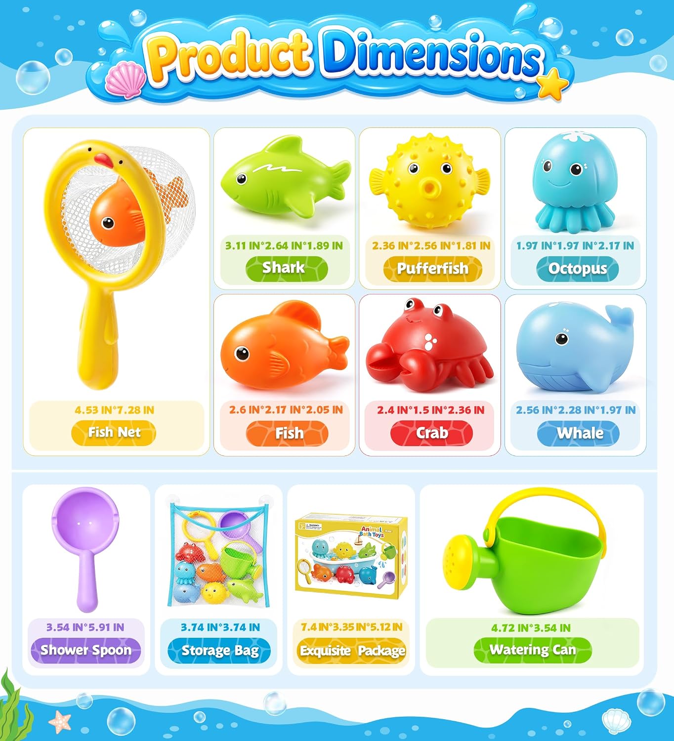 Baby Bath Toys for Kid, Squeezable Bathtub Toys Water Pool Toy for Toddlers | 10PCS Floating Pool Toy for Toddlers