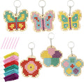 Wooden Cross Stitch Kits for Kids, Make Your Own 6 Cross Stitching Keyrings, Wood Sewing Kit, Arts & Crafts