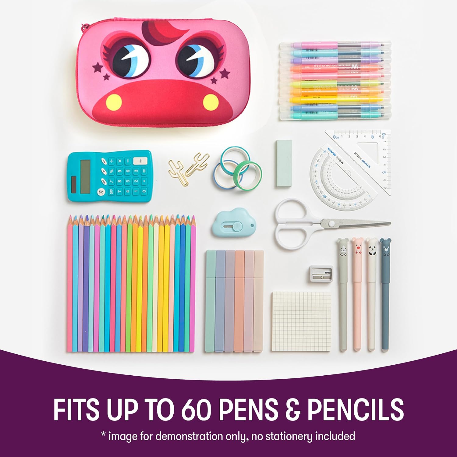 Wildlings Pencil Box for Girls, Cute Pencil Case for School, Pony | Sturdy hard shell pencil box for kids, machine