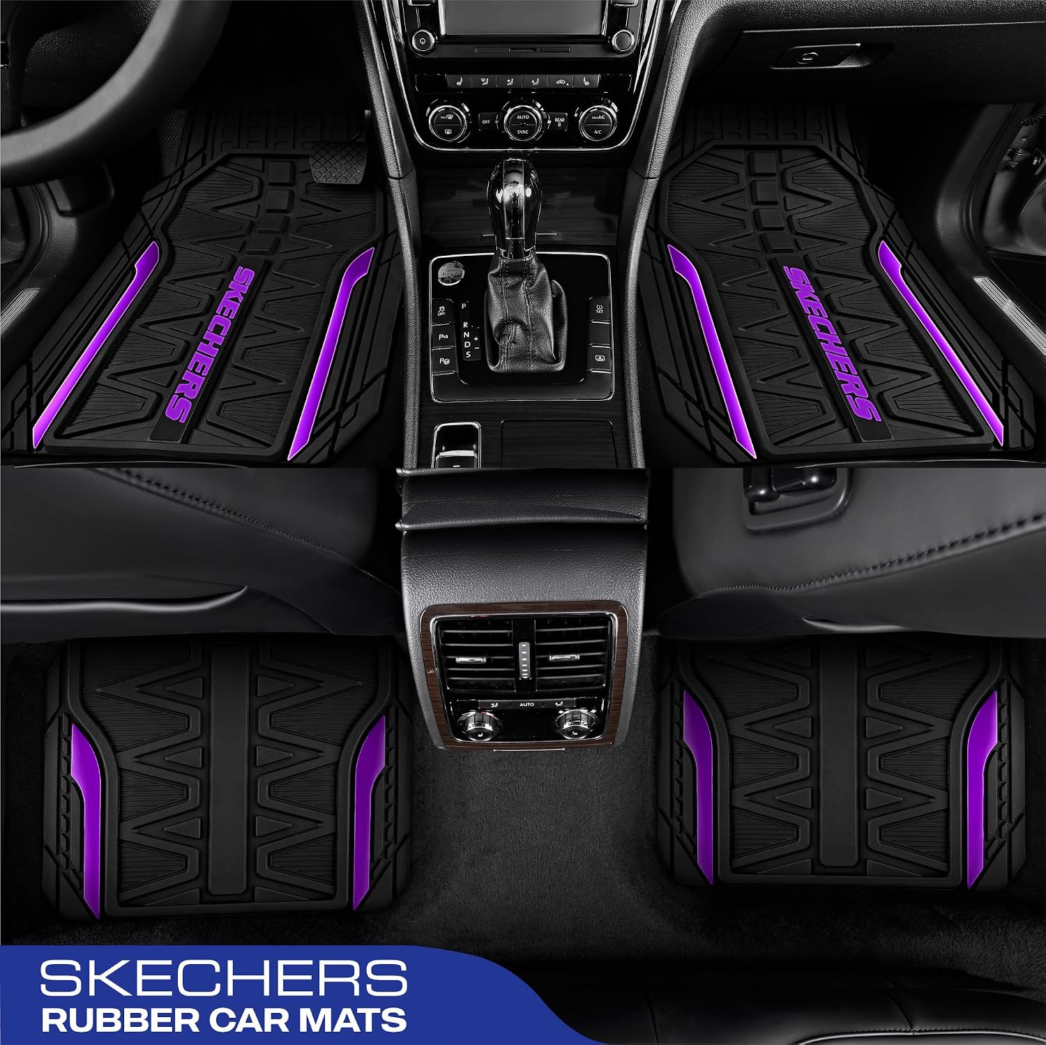 Car Floor Mats,Heavy Duty Rubber Car Mats Full Set,All Weather Floor Mats,Waterproof TrimTo Fit Universal Floor Liner
