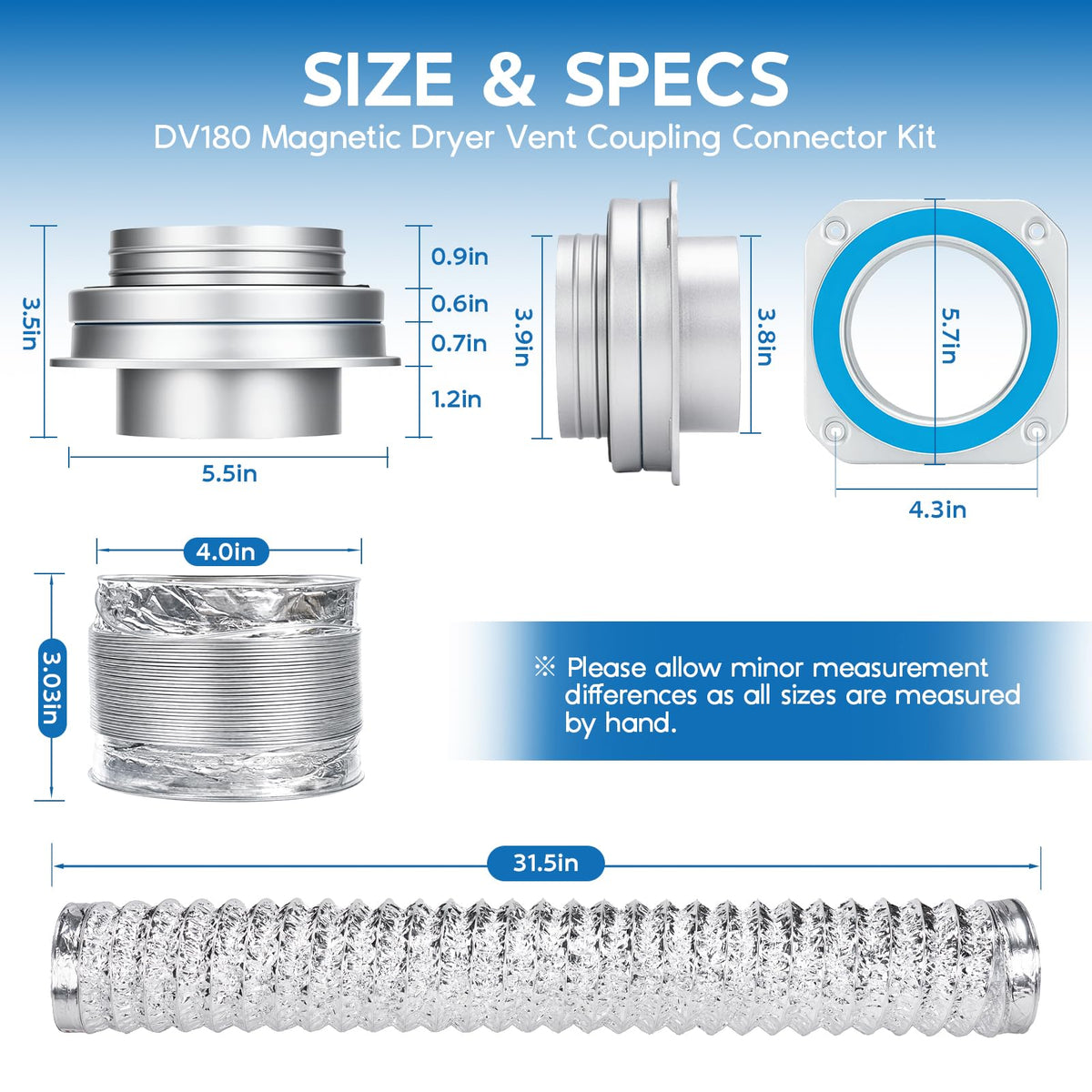 DV180 Magnetic Dryer Vent Coupling Connector Kit for 4-Inch Vent Systems