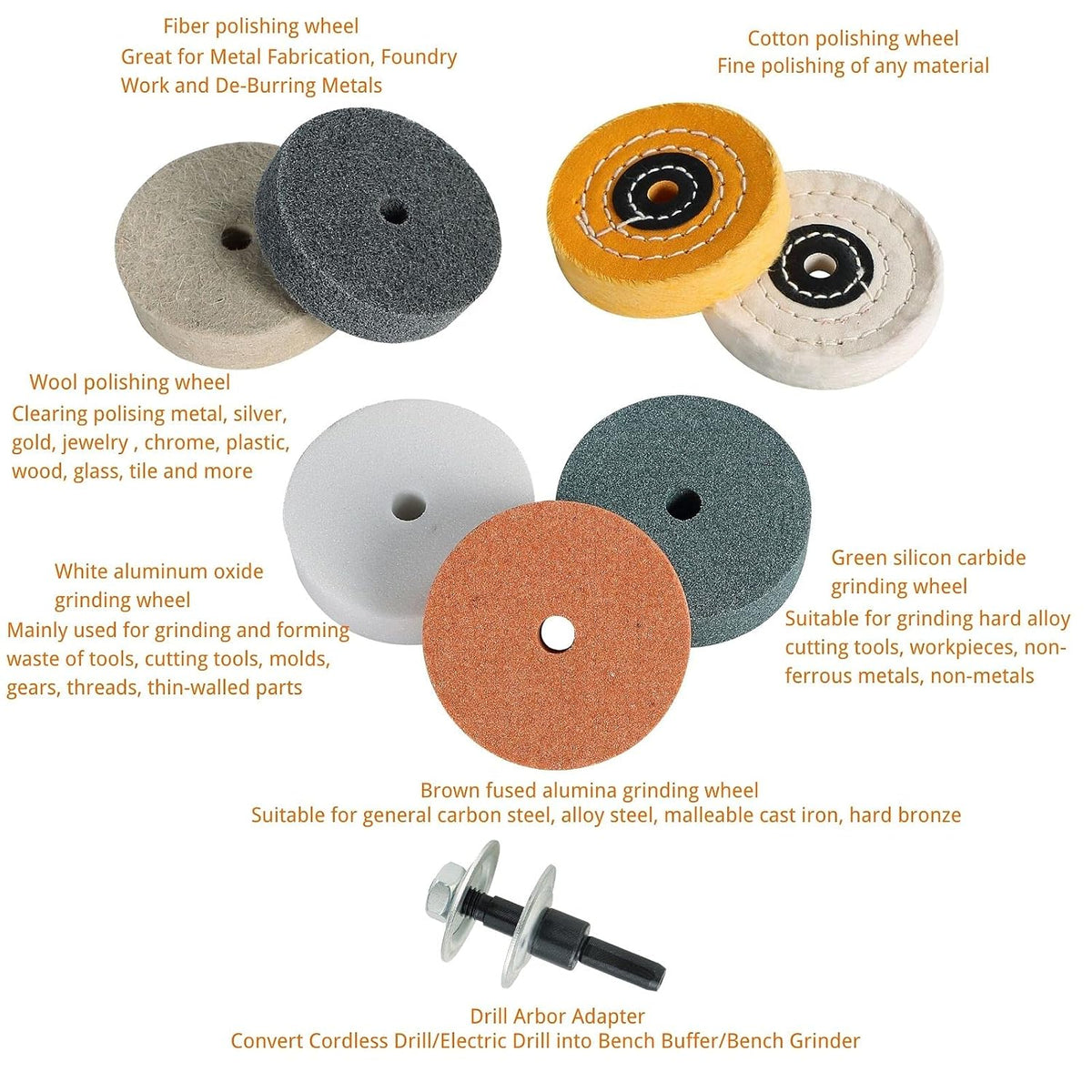 Grinding Wheel Buffing Wheels 7 Set 3 inch (8, Grinding Wheel Buffing Wheels 8 Set 3 inch)