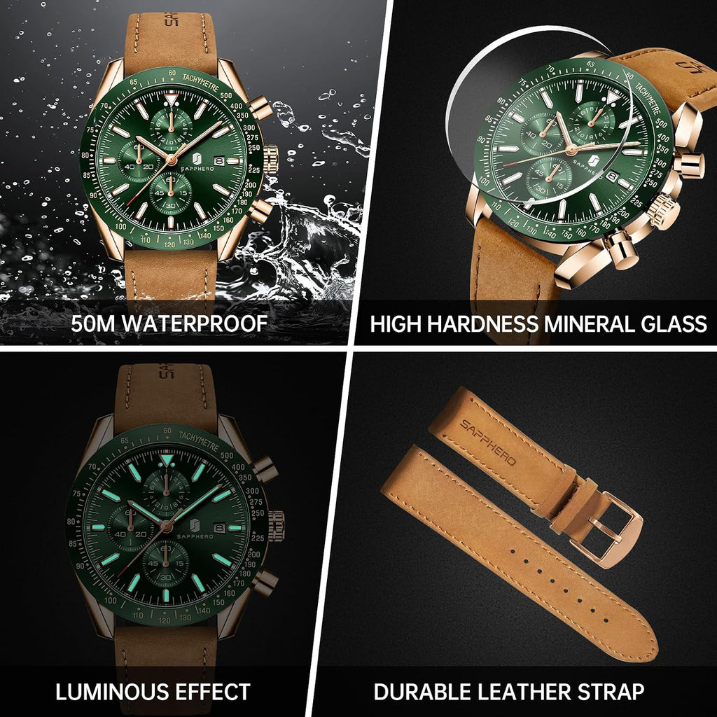 Watch for Men Analog Quartz Chronograph Waterproof Luminous Designer Mens Wrist Watches Business Work Sport Casual