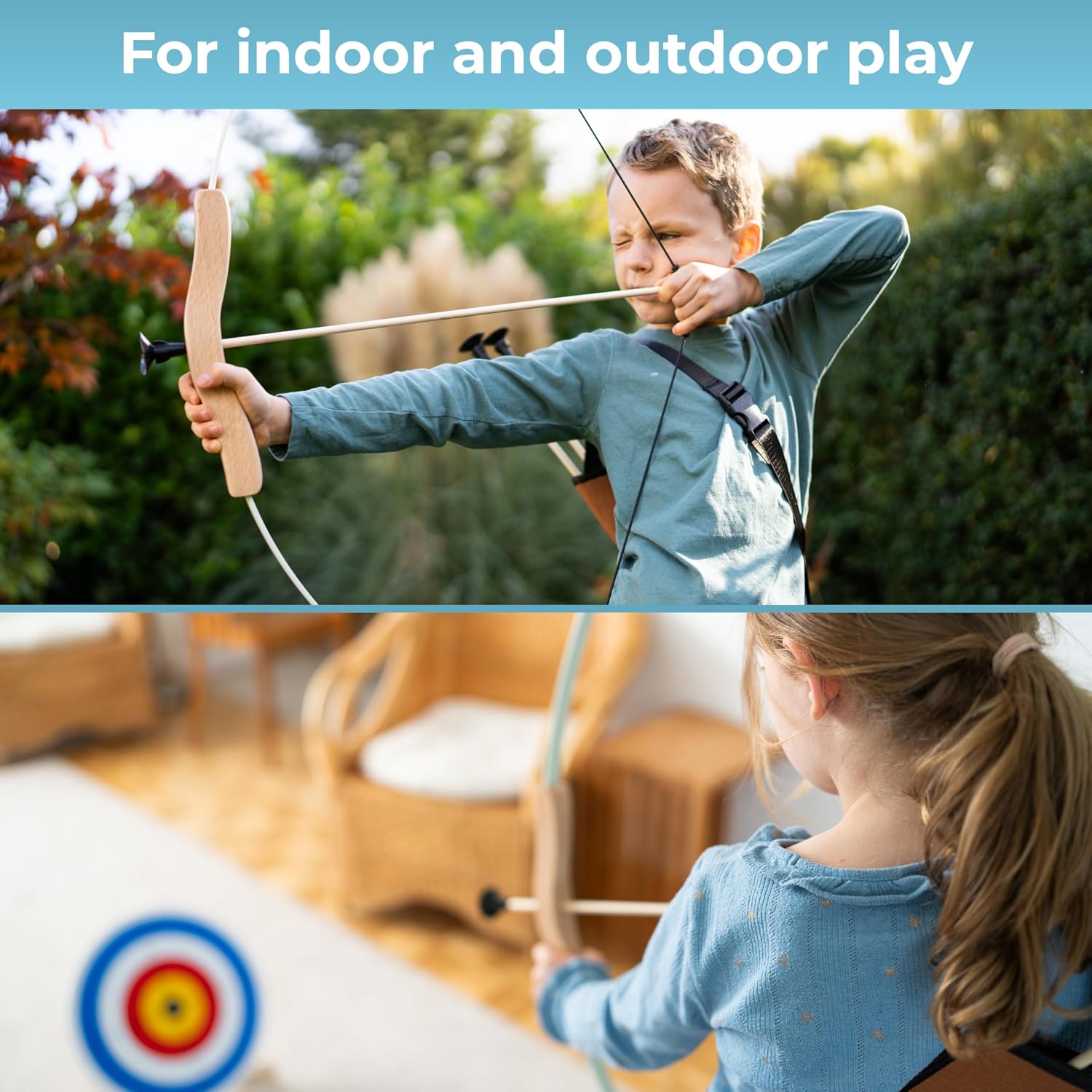 Kids Bow and Arrow Set with Suction Cup Arrows & Target – Archery Set for Kids Indoor & Outdoor – Bow and Arrow for