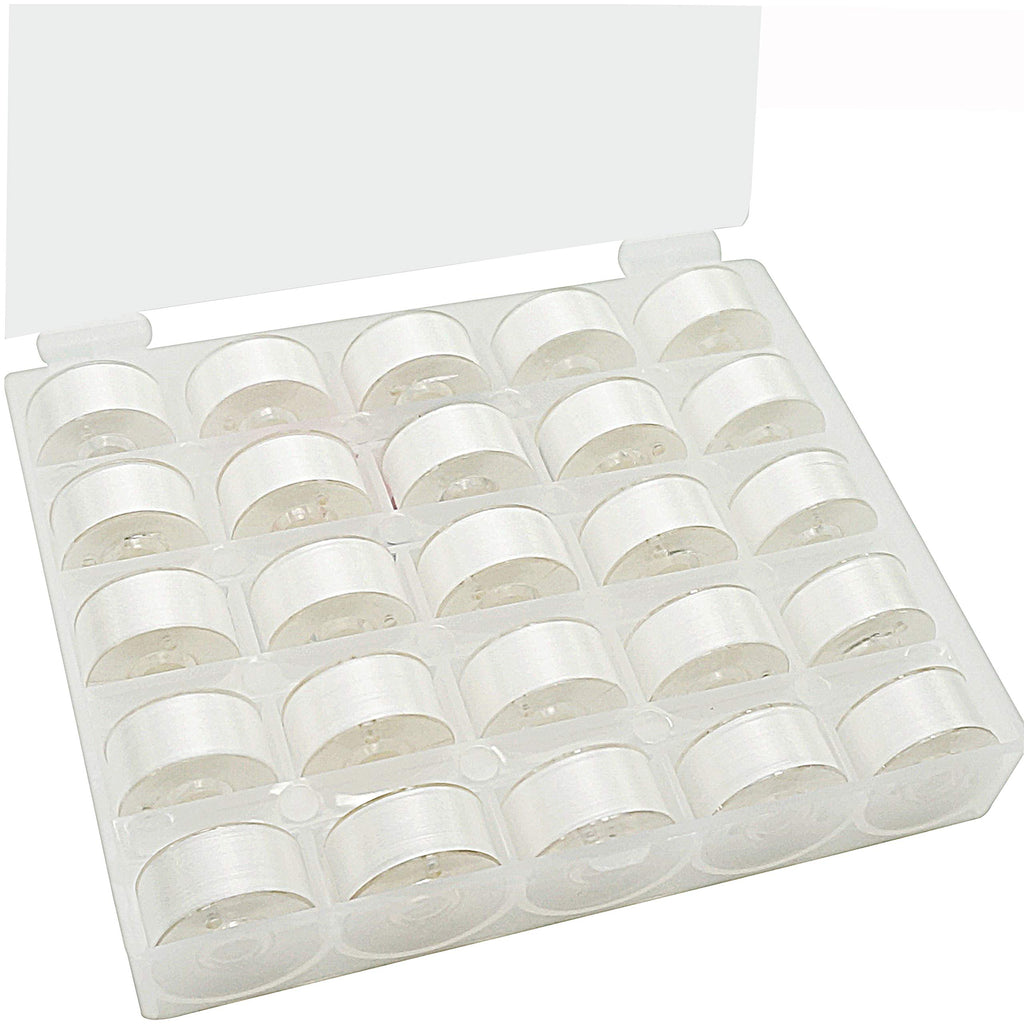 25pcs Size A SA156 Prewound Bobbin Thread -White