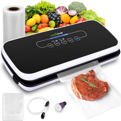 Automatic Food Vacuum Sealer, Electric Air Sealing Preserver System for Dry and Moist Foods, LED Control, Strong