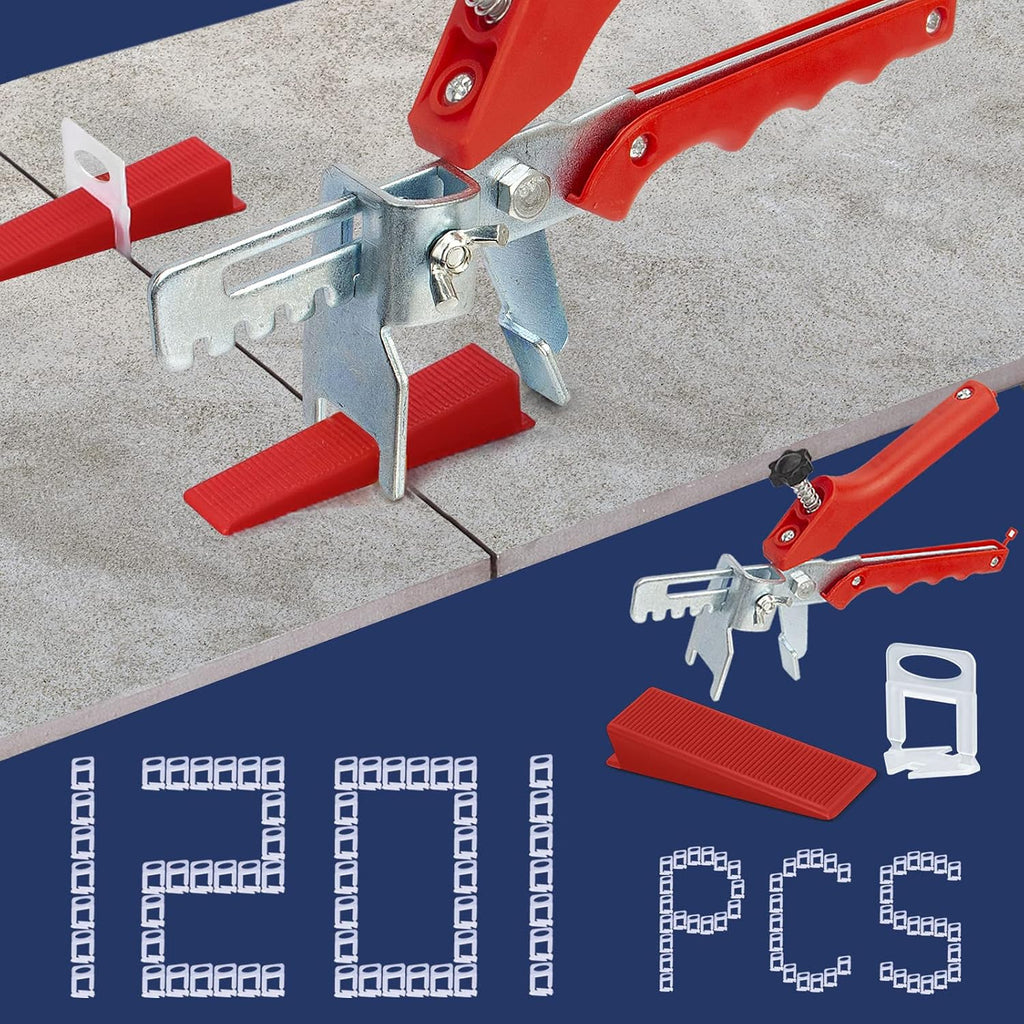Tile Leveling System with Tile Plier, 1000-Piece Tile Spacers Clips and 200-Piece Reusable Wedges, Tile Leveler Tool