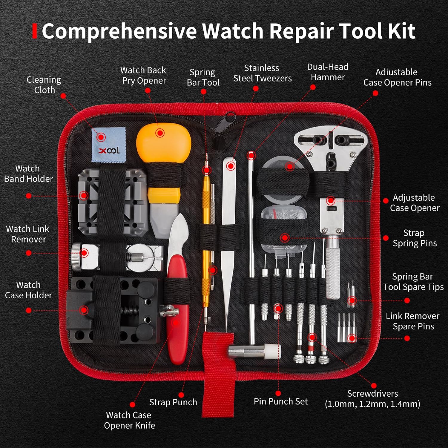 151 PCS Professional Watch Repair Tool Kit, Includes Watch Battery Change Kit, Watch Case Opener, Link Remover