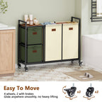 4 Section Laundry Cart, 52.8 Gal. (200L) Laundry Hamper with Lid, Laundry Basket with Wheels, Rolling Laundry Sorter