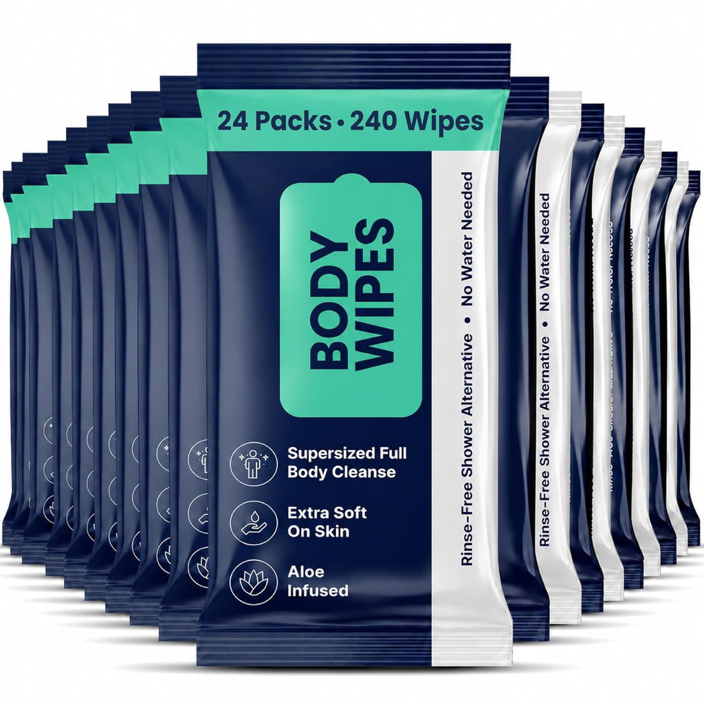 Body Wipes for Adults Bathing No Rinse, Women and Men, 240ct