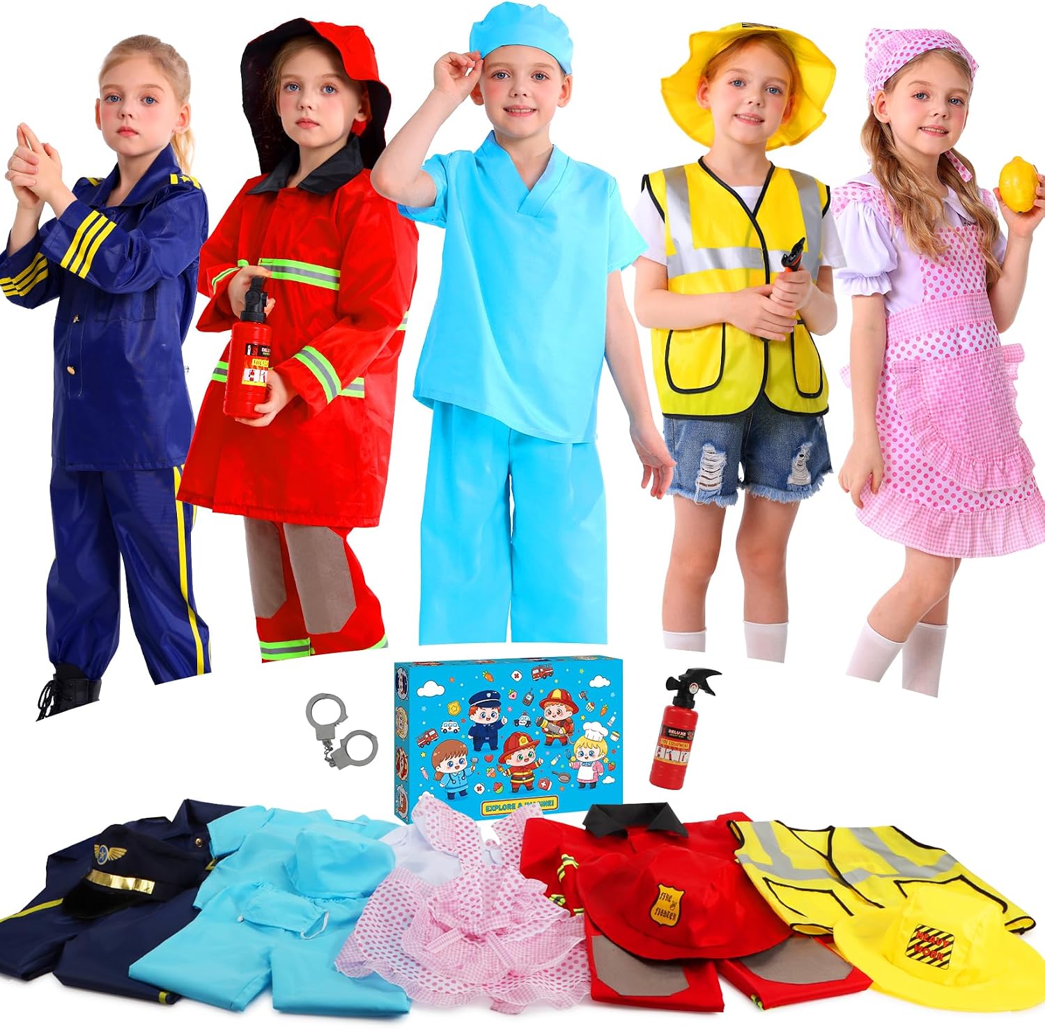 Toddler Dress Up Clothes, Kids Dress Up Clothes for Boys Girls 3-6 | Career Day Costumes with Police Officer