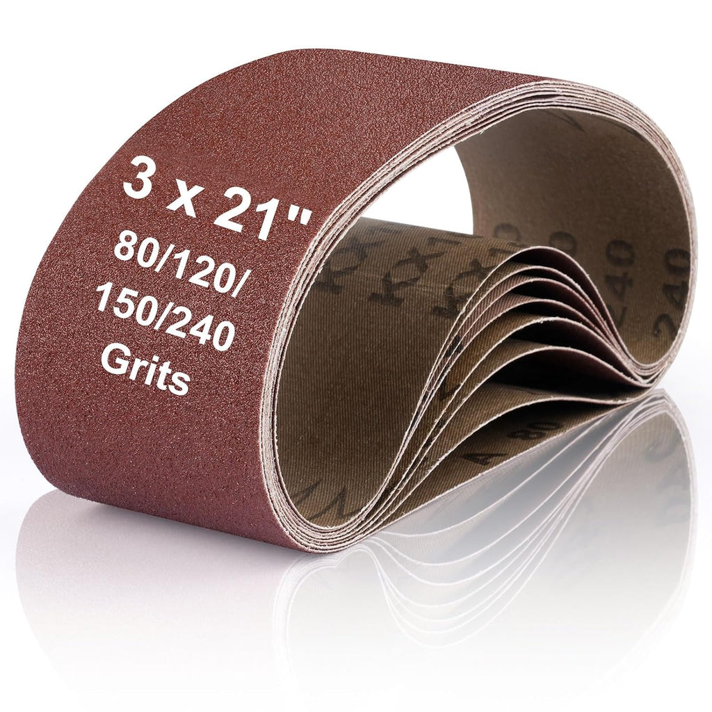 8 Pcs Belt Sander Paper, 3x21 Belt Sander Sanding Belts Sanding Belt