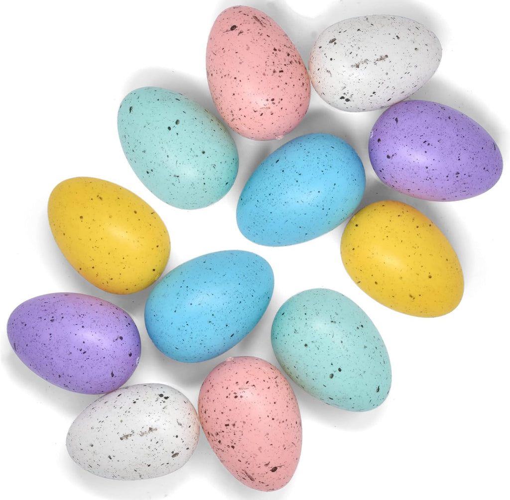 Pastel Speckled Easter Eggs Set (6 Pack) Decorative Faux Eggs Spring Decor Basket Fillers Farmhouse Easter Table