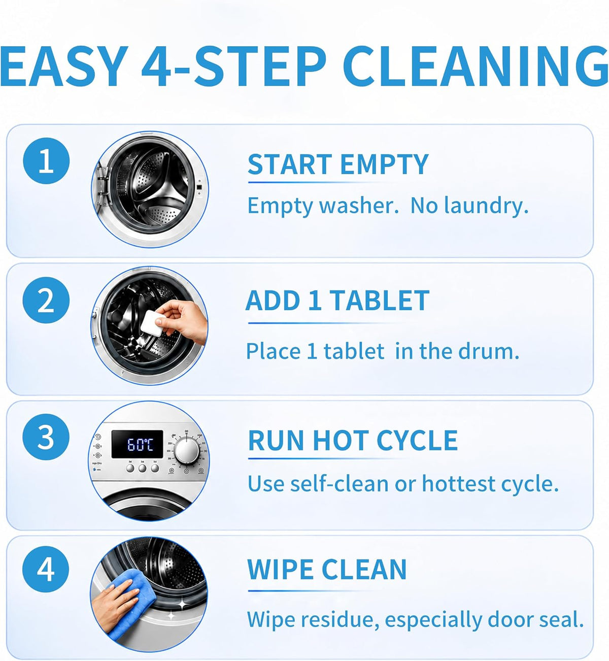 Washing Machine Cleaner Tablets 24 Count, 1 Year Supply, Deep Clean
