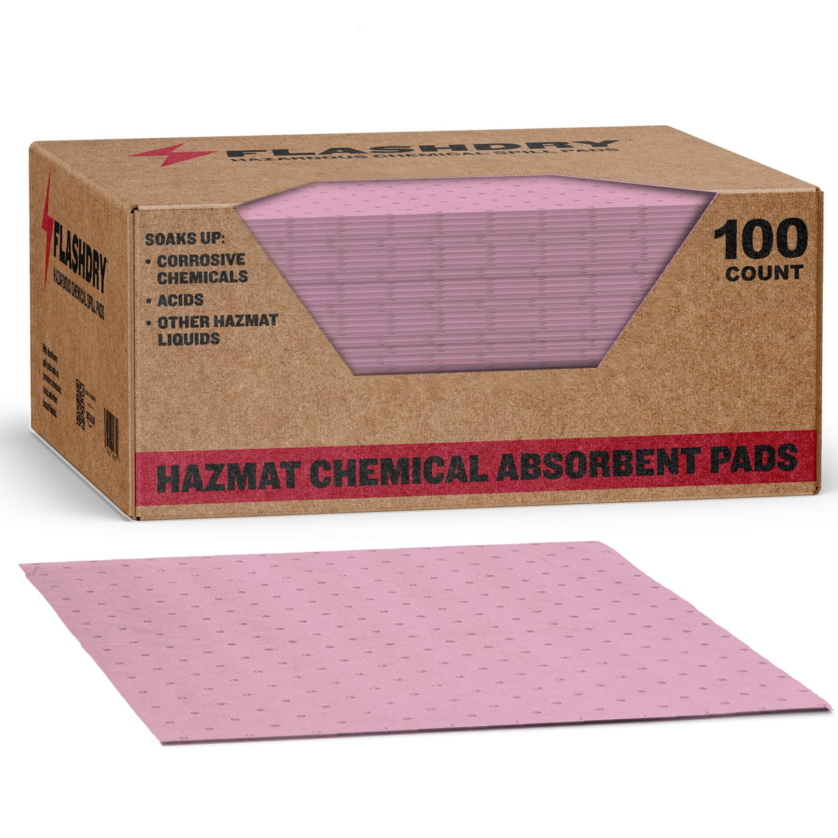 Chemical Quick Spill Absorbent Pads, 17.5"x13.5", 100 Count