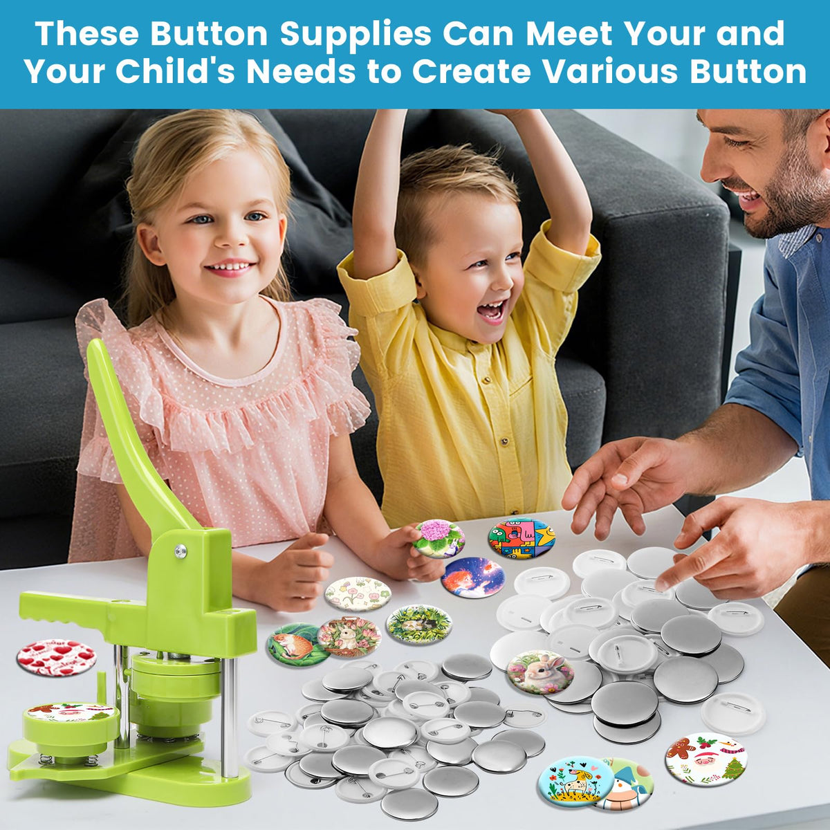 Button Maker Supplies, 100 Sets 58mm/2.25 inch Button Supplies