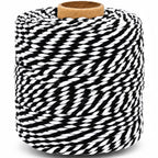 Black and White Cotton Twine String, 164 Feet, 2mm Thick