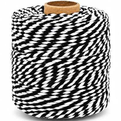 Black and White Cotton Twine String, 164 Feet, 2mm Thick