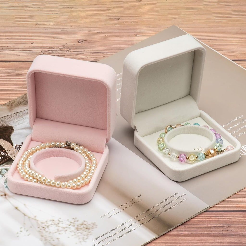 Velvet Bracelet Gift Boxes Bangle Display Jewelry Box Storage Case Organizer Holder (Pink)