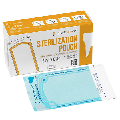 200 3.5 X 5.25 Self Sealing Sterilization Pouches - Autoclave Sterilizer Bags Pouch for Sterilizing Dental Medical