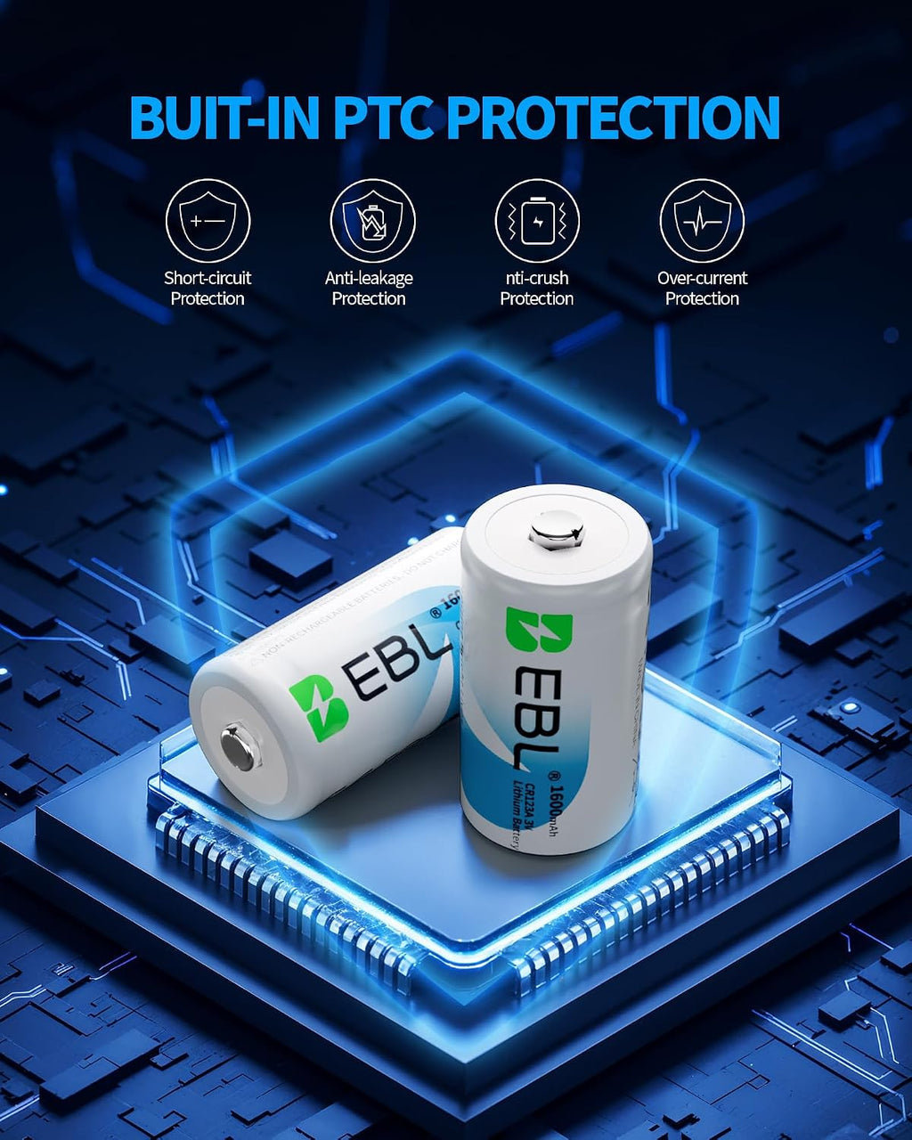 CR123A Battery 6 Pack, 123A 123 3V Lithium Batteries 1600mAh High Power Compatible with CR17345, CR17335